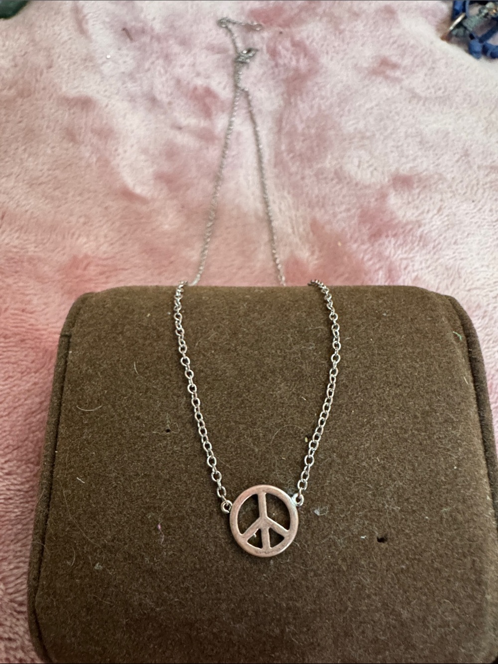 Sterling Silver Peace Sign Pendant Necklace - Silver